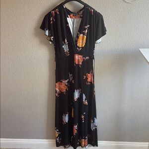 French Connection Black and Orange Maxi Sundress